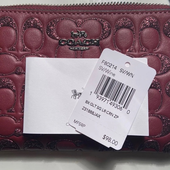 NWT COACH F80214 CORNER ZIP WRISTLET IN SIGNATURE LEATHER - WINE - Picture 4 of 4